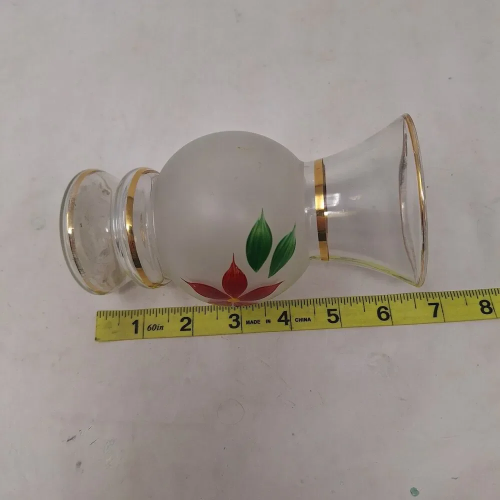 Vintage Bartlett Collins Poinsettia Frosted Bud Vases Set Of 2 Hand Painted
